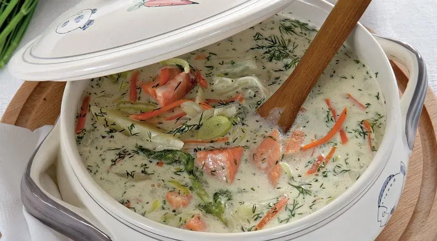 Финский рыбный суп с копчёной сёмгой