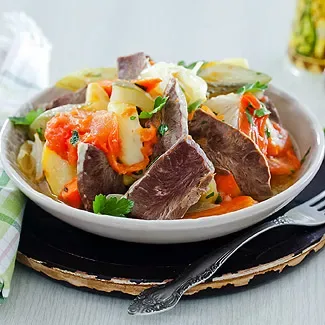 Говяжье сердце с овощами в мультиварке