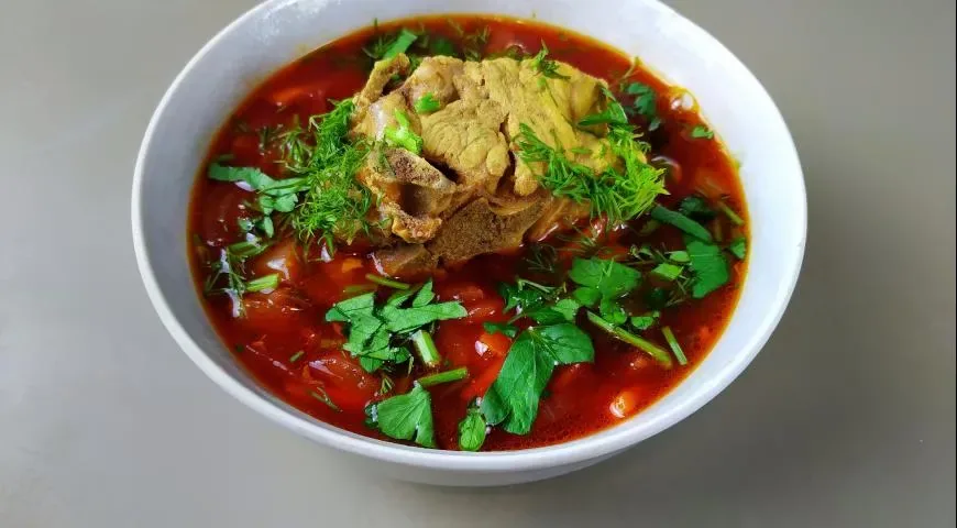 Красный борщ с мясом классический рецепт