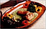 Маринованный угорь со сливочно-шпинатным соусом