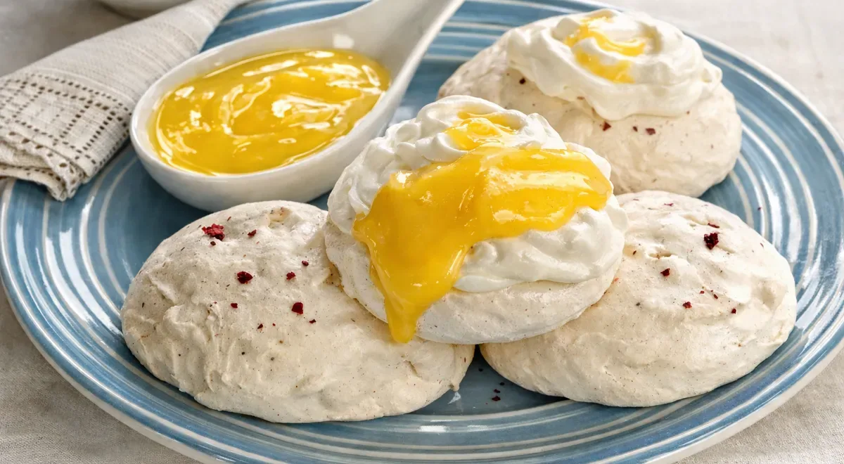 Меренги с розовым перцем и заварным кремом из маракуйи