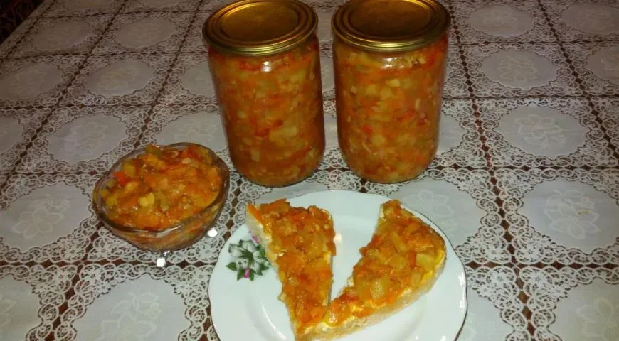 Рагу из кабачков, помидор и перца на зиму