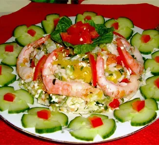 Салат с крабовым мясом и креветками