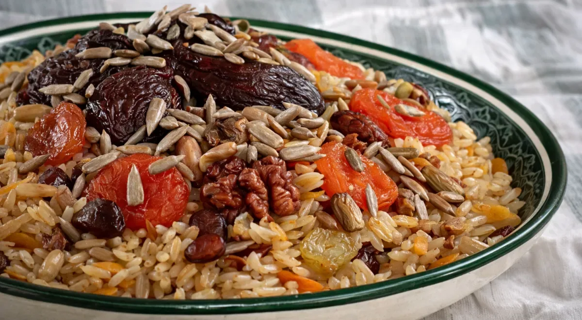 Шахский плов с сухофруктами и орехами