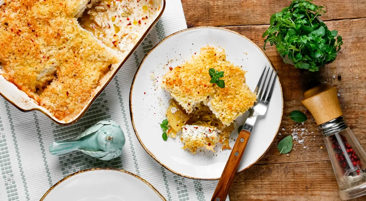 Щука с картошкой, запечённая в духовке