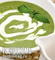Суп из базилика с зелёным горошком