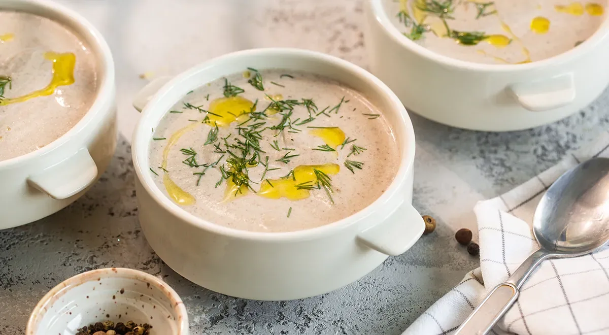 Сырный крем-суп с шампиньонами