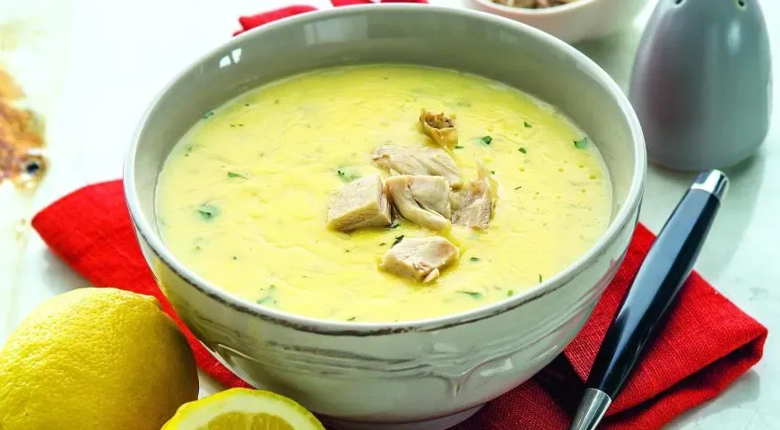 Авголемоно с рисом и курицей